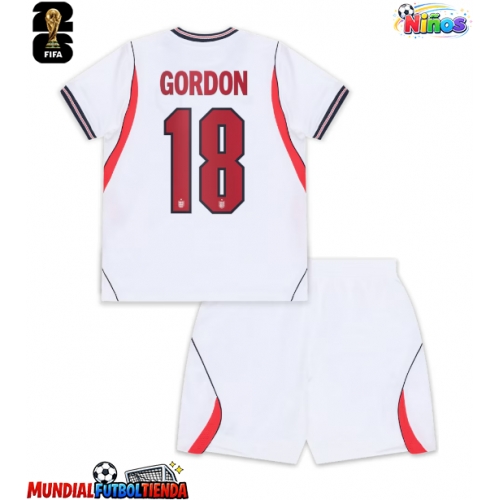 Camiseta Inglaterra Anthony Gordon #18 Primera Equipación Replica Mundial 2026 para niños mangas cortas (+ Pantalones cortos)
